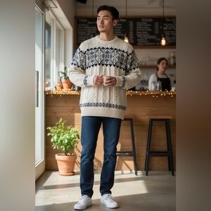 Croft & Barrow Vintage 100% Cotton Shenandoah FairIsle Knit Sweater-Size Large